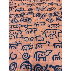 Handmade Orange Fabric Black Animal Print 18x21" Cotton Material Crafting & Quil